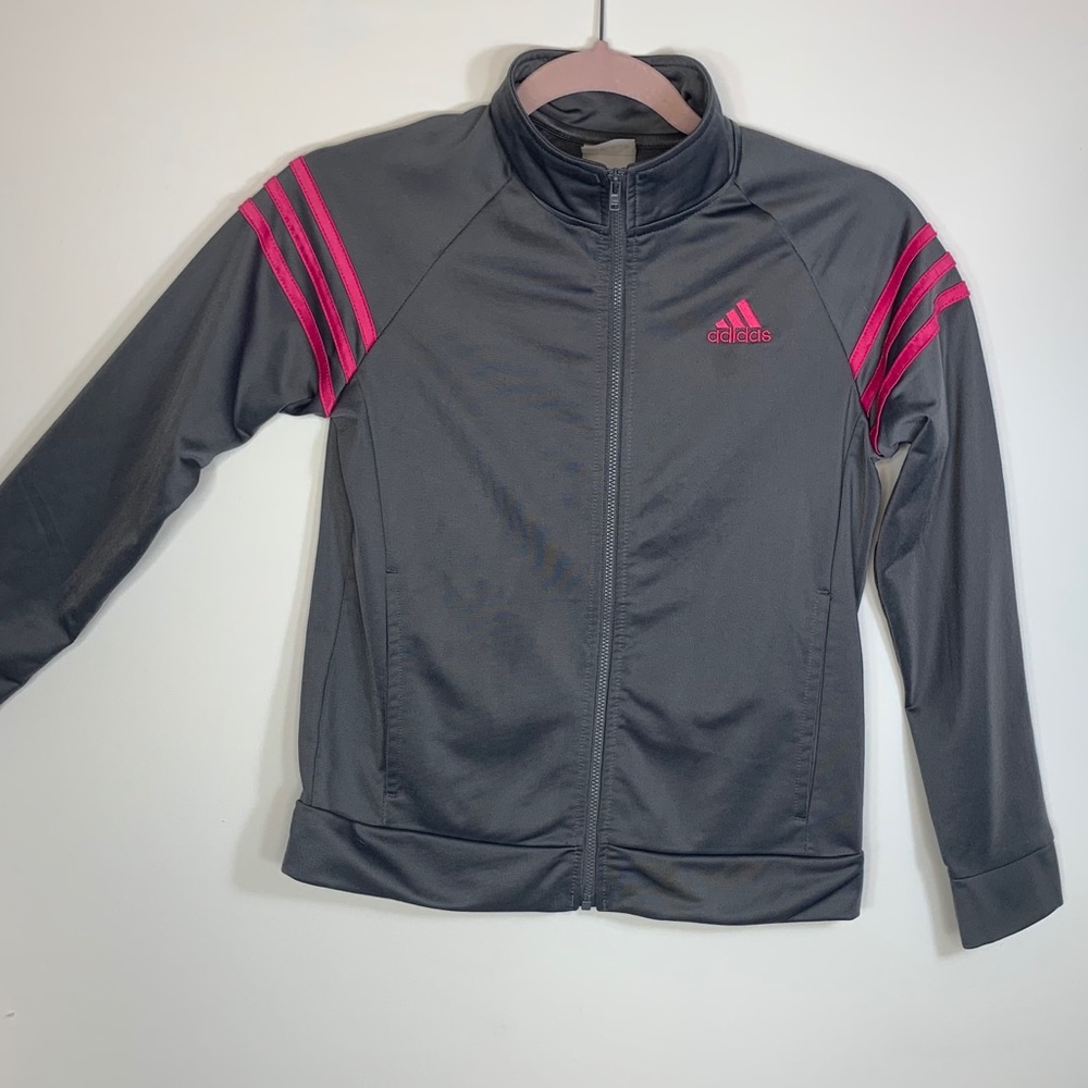 Adidas gray sweatshirt zip up jacket Large